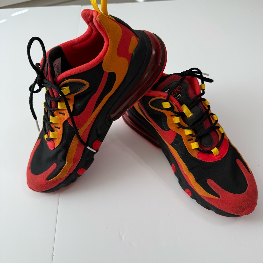 Nike Air Max 270 React Red and Black with Yellow Accents
